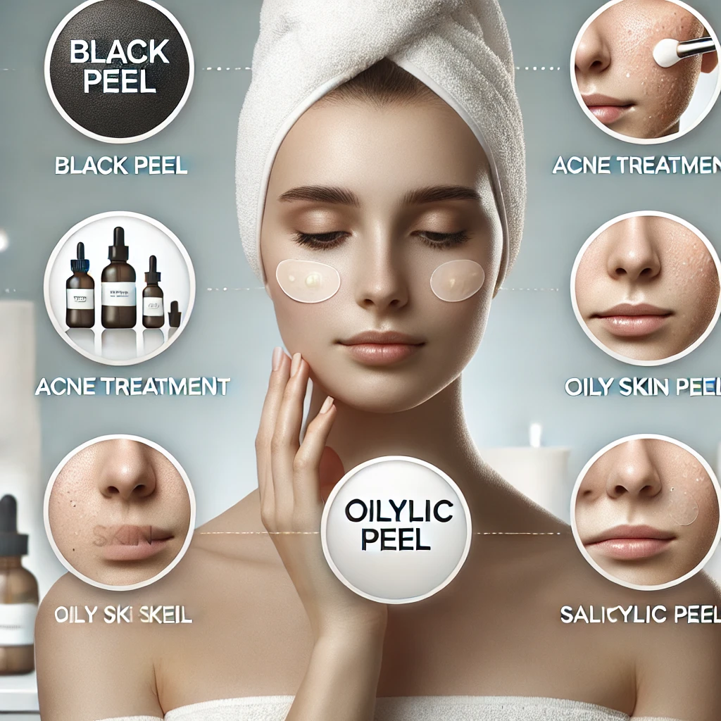 black peel, acne treatment, oily skin peel, salicylic peel
